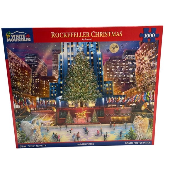 White Mountain Puzzle Rockefeller Christmas 1000 Pieces Large Format - Picture 1 of 3